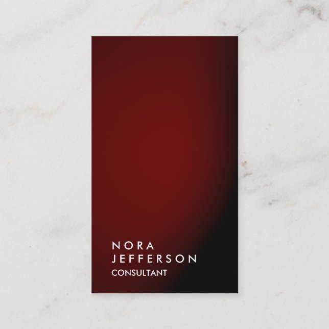Simple Plain Vertical Red Black Trendy Consultant Business Card (Front)