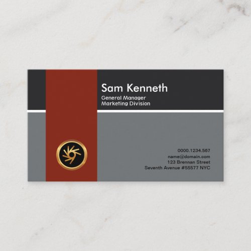 Simple Plain Vertical Red Stripe General Manager Business Card