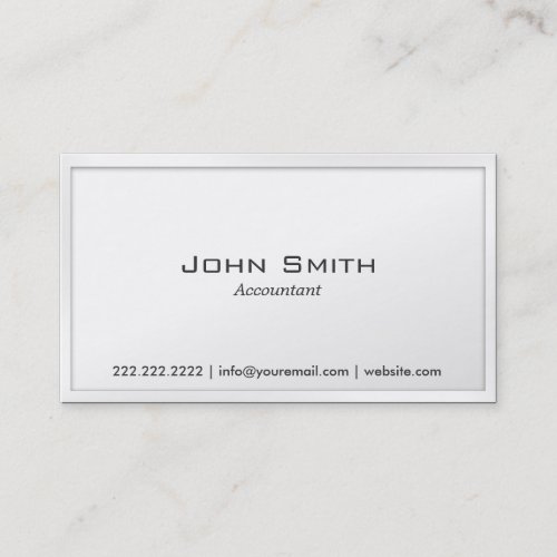 Simple Plain White Accountant Business Card