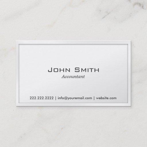 Customizable Simple Plain White Accountant Business Card