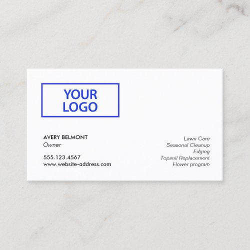Simple Plain White Add Your Logo Professional Business Card