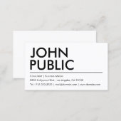 Simple Plain White Bold Name Business Card (Front/Back)