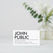 Simple Plain White Bold Name Business Card (Standing Front)
