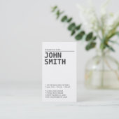 Simple Plain White Chef Business Card (Standing Front)