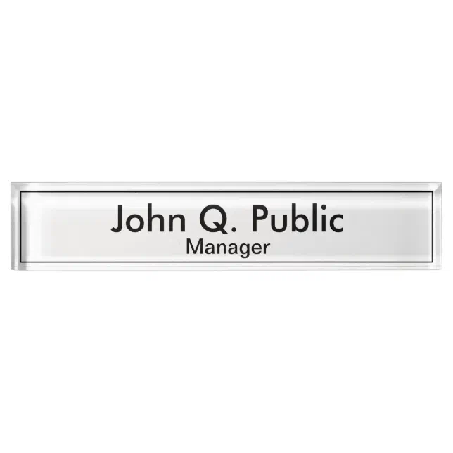 Simple Plain White Desk Nameplate Zazzle