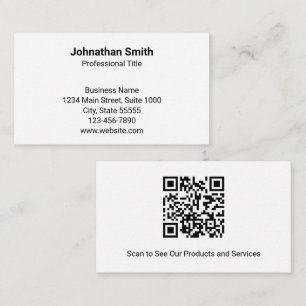 Simple Plain White Generic Design QR Code Template Business Card