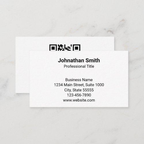 Simple Plain White Generic Design QR Code Template Business Card