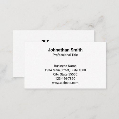 Simple Plain White Generic Design Your Logo Here Business Card