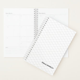 Simple Plain White Gray Monogram Modern Pattern Planner