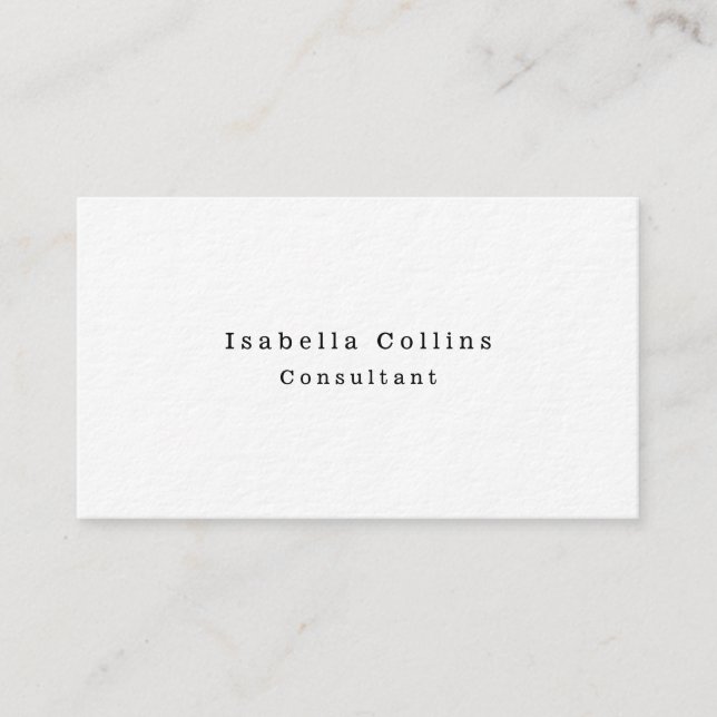 Simple Plain White Minimalist Creative Modern Business Card (Front)