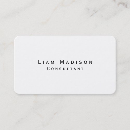 Simple Plain White Minimalist Creative Modern Business Card