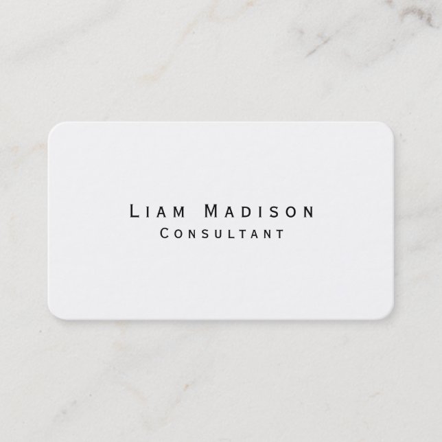 Simple Plain White Minimalist Creative Modern Business Card (Front)
