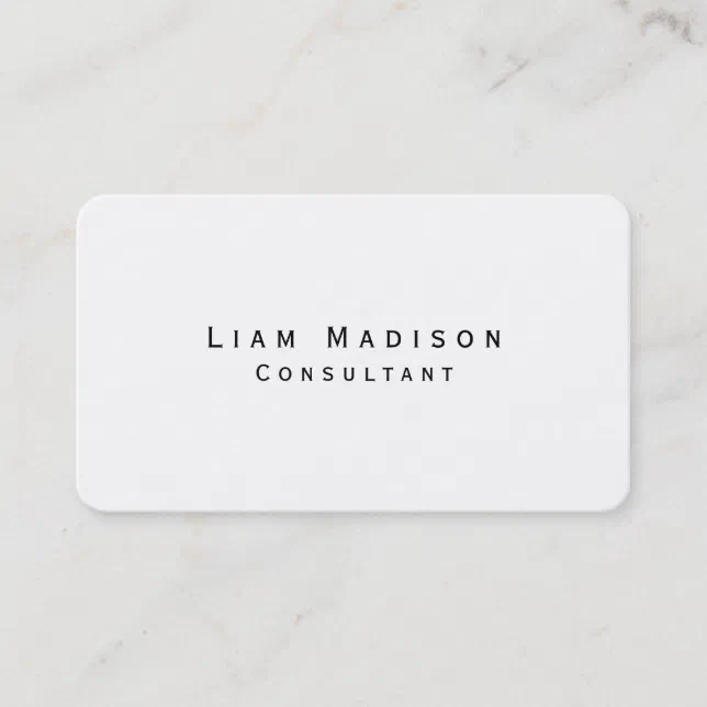 Simple Plain White Minimalist Creative Modern Business Card | Zazzle