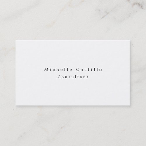 Simple Plain White Minimalist Modern Professional Business Card