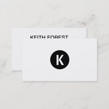Simple Plain White Modern Black Circle Monogram Business Card by busied at Zazzle