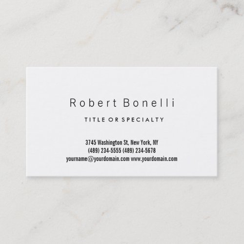 Simple Plain White Modern Business Card