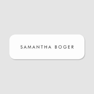 Simple Plain White  Name Tag