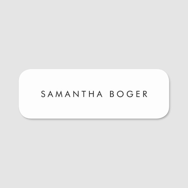 Simple Plain White  Name Tag (Front)