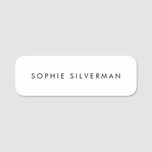 Simple Plain White  Name Tag