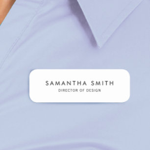 Simple Plain White  Name Tag