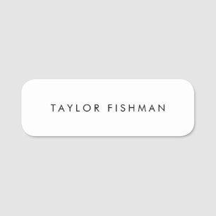 Simple Plain White Name Tag