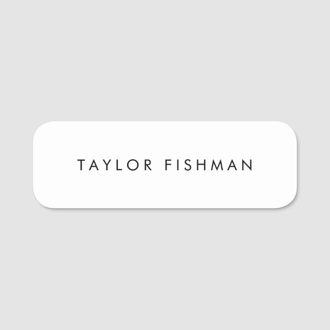 Simple Plain White  Name Tag (Front)
