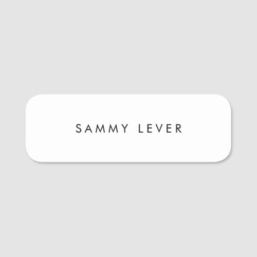 Simple Plain White  Name Tag