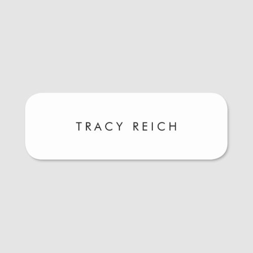 Simple Plain White  Name Tag