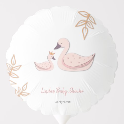 Simple Plain White Pink Baby Swan Girl Baby Shower Balloon