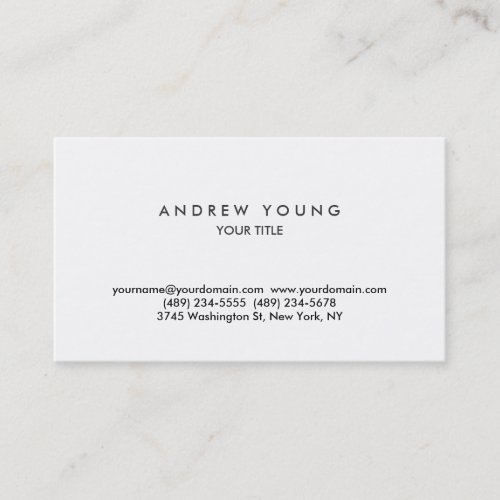 Simple Plain White Professional Business Card