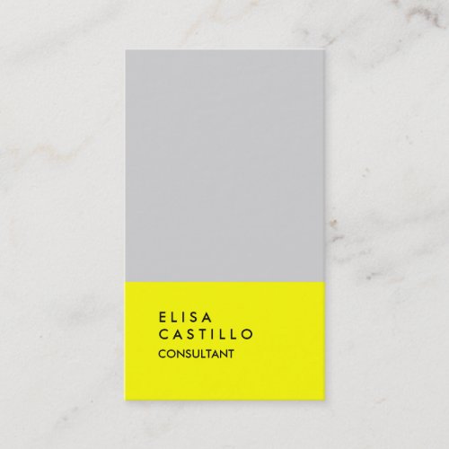 Simple Plain Yellow Gray Trendy Consultant Business Card
