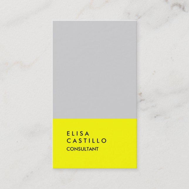 Simple Plain Yellow Gray Trendy Consultant Business Card (Front)