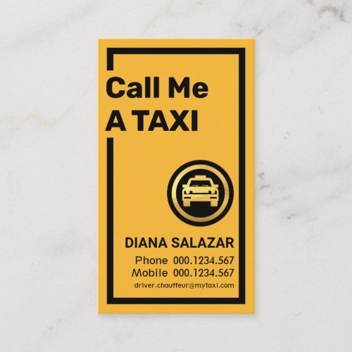 Simple Plain Yellow Taxi Border Business Card