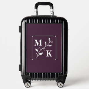 Simple Plant Monogram Initials Dark Purple EP Luggage