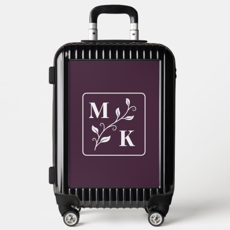 Simple Plant Monogram Initials Dark Purple Ep Luggage