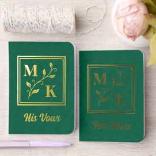 Simple Plant Monogram Initials Green Wedding Foil Vow Books