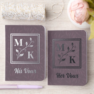 Simple Plant Monogram Initials Purple Wedding Foil Vow Books
