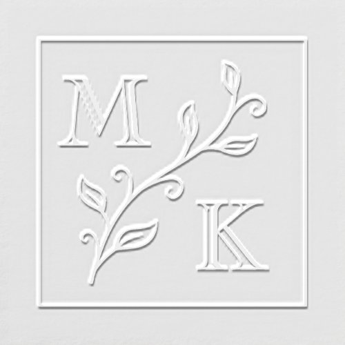 Simple Plant Monogram Initials Wedding Couple Embosser