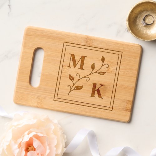Simple Plant Monogram Initials Wedding Couple Full Cutting Board