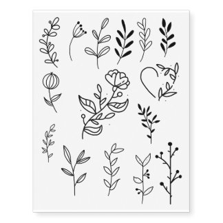 Simple plants temporary tattoos