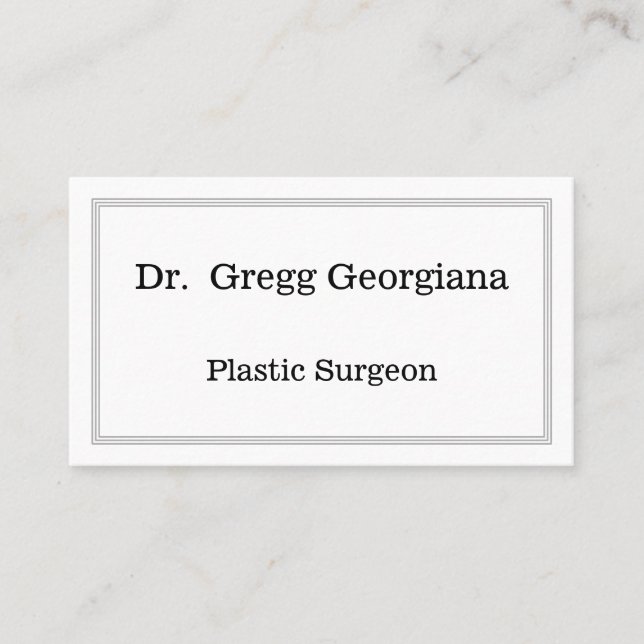 Simple Plastic Surgeon Business Card (Front)