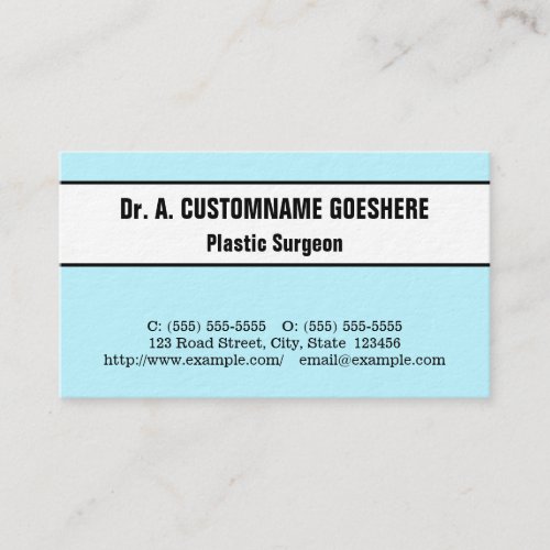Simple Plastic Surgeon Business Card