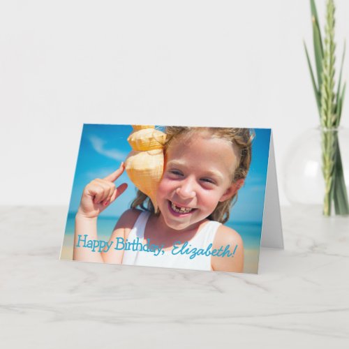 Simple Playful Cursive Typography Photo Birthday Card