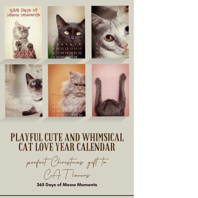 Simple Playful Cute and Whimsical CAT Love Year Calendar (Creator Uploaded)