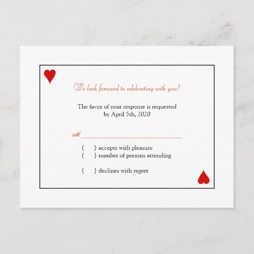 Simple Playing Cards Wedding RSVP