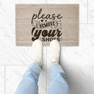 Simple Please Remove Shoes Entrance Guests Fiber Doormat