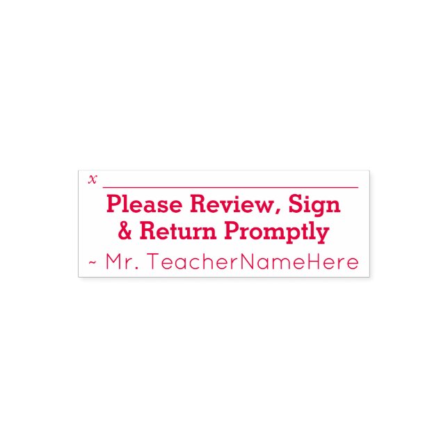 Simple "Please Review, Sign & Return Promptly" Self-inking Stamp (Design)