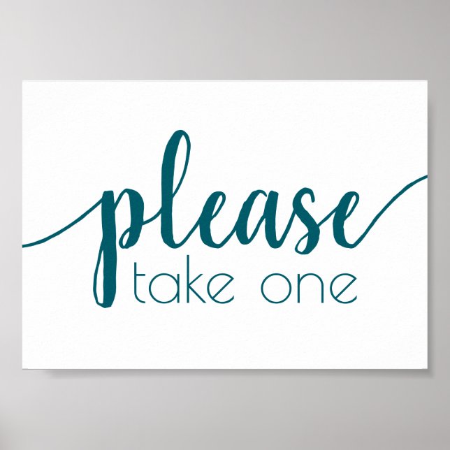 Simple Please Take One | Aqua Teal Any Event Poster (Front)