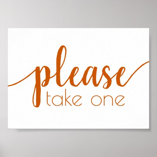 Simple Please Take One  Fall Orange Any Event Poster