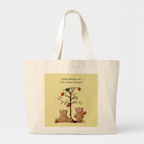 Simple Pleasures _ Teddy Bears in Fall Large Tote Bag